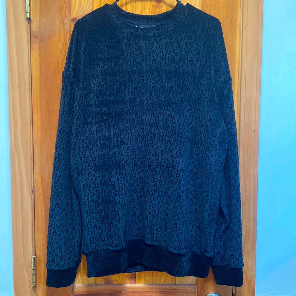 DEAR DEER Leopard print Sweatshirt, Black/Black, Men’s Small